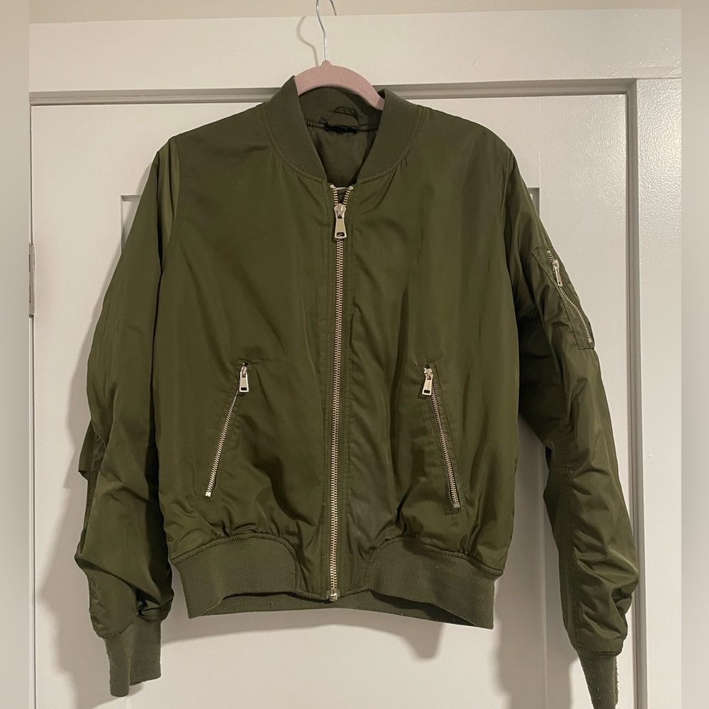Topshop women’s bomber olive green jacket